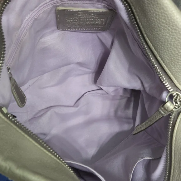 Coach Silver Pebbled Leather Duffle Hobo Bag - Picture 15 of 16